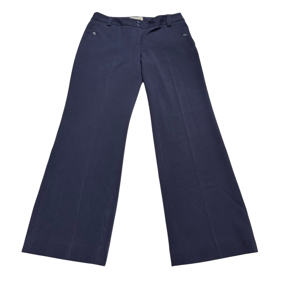 Liz Claiborne Sloane Navy Blue Wide Leg Dress Pants Womens 12 Stretch Trousers